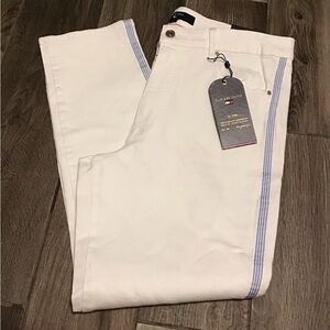 NWT! Tommy Hilfiger White Chinos with Light Blue Side Stripe